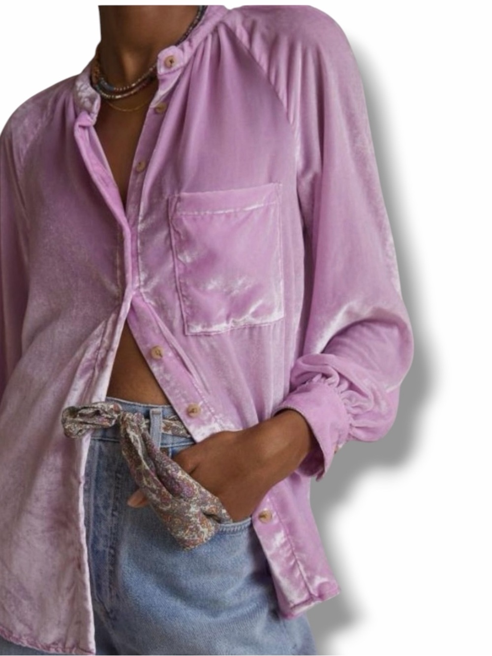 Anthropologie Pilcro Velvet Femme Button Front Shirt Size XL
